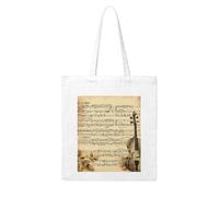 LKVNSWERT Red Pandas Canvas Tote Bag for Women Grocery Shopping Bags Reusable Shoulder Tote Purse Handbags, Music Notes on Old Paper, One Size