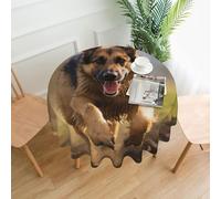 LKVNSWERT Running German Shepherd Dog Table Cloth 60 Inch Round Tablecloth for Tabletop 28" to 48" Wrinkle and Stain Resistant Fabric Tablecloth Washable Polyester Table-Cover for Dining