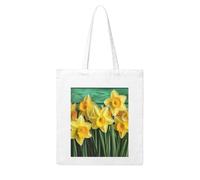 LKVNSWERT Summer Coconut Tree1 Canvas Tote Bag for Women Grocery Shopping Bags Reusable Shoulder Tote Purse Handbags, Yellow Daffodils Flowers, One Size