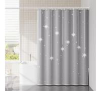 Lkw Ogechi 180/200/240 CM Drop Waterproof Polyester Shower Curtain, Grey Shower Curtain with Stars, Fabric Shower Curtains Mould Proof Resistant Washable Weighted, for Home Decor (200x200cm)