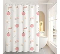 Lkw Ogechi 200CM Drop Waterproof Shower Curtain Peach, 200x200 CM White Pink Polyester Shower Curtain, Anti-Mould Bathroom Shower Curtain Peach, Washable Wet Room Shower Curtain Peach, Quick Dry