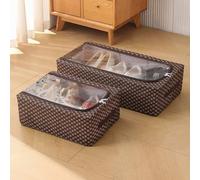 Lkw Ogechi 20L+27L Under Bed Shoe Storage Organiser, Under Bed Bag with Clear Lid, Waterproof Shoes Container Box with 2 Reinforced Handle, Folding Dustproof Shoe Storage Box Organiser for Closet