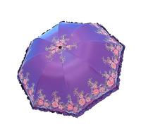 Lkw Ogechi Compact Travel Umbrella, Ladies Sun Umbrella with Vintage Floral Design, Double-Deck Anti-UV Parasol Umbrella Sun/Rain/Snow Folding Umbrella for Women