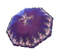 Lkw Ogechi Compact Travel Umbrella, Ladies Sun Umbrella with Vintage Floral Design, Double-Deck Anti-UV Parasol Umbrella Sun/Rain/Snow Folding Umbrella for Women