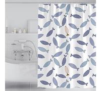 Lkw Ogechi Extra Wide Shower Curtain White Blue Fish 200 X 200 cm, 200 cm Drop Waterproof and Antimold Shower Curtain, Thick Polyester Washable Weighted Shower Curtain with Hooks