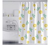 Lkw Ogechi Lemon Yellow Fruit Pattern Modern Extra Long Water-Resistant Washable Mould Proof Polyester Shower Curtain, 2.4E+2 cm x 200 cm, Bathroom, Indoor, 1-2 inches Rod Size, 1 Count