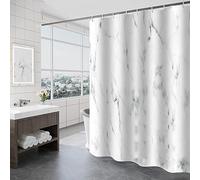 Lkw Ogechi Waterproof Shower Curtains with Marble Patterned, Machine Washable Soft Polyester Fabric Shower Curtain for Bathroom, Weighted Mould Proof Resistant Wet Room Curtains (220x200cm)