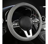 LKWLIKEI Car Steering Wheel Cover, Universal 15 inch, The Latest Microfiber Leather Breathable Technology Fabric, Non-Slip, Comfortable, Warm in Winter and Cool in Summer, Grey