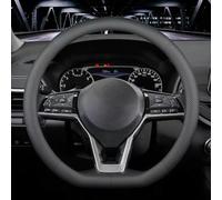 LKWLIKEI Nappa Leather D Shape car Steering Wheel Cover, Non-Slip, Breathable，Universal 15 inch.（D Shape Black）