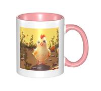 LKWSCGHM Chicken Chick Coffee Mugs with Handle 11 oz Large Porcelain Mug for Hot/Cold Beverages, Ceramic Tea Cups for Men Women Funny Coffee Cup Housewarming Wedding Gift
