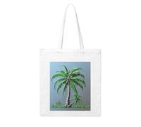 LKWSCGHM Coconut Tree Canvas Tote Bag Aesthetic for Women Reusable Grocery Bags Large Cloth Cotton Tote with Handle Foldable Lightweight Shopping Bags Shoulder Bag for Beach Holiday