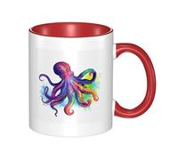 LKWSCGHM Colorful Octopus Coffee Mugs with Handle 11 oz Large Porcelain Mug for Hot/Cold Beverages, Ceramic Tea Cups for Men Women Funny Coffee Cup Housewarming Wedding Gift