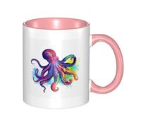 LKWSCGHM Colorful Octopus Coffee Mugs with Handle 11 oz Large Porcelain Mug for Hot/Cold Beverages, Ceramic Tea Cups for Men Women Funny Coffee Cup Housewarming Wedding Gift