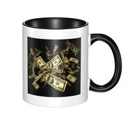 LKWSCGHM Dollar Sign Money Coffee Mugs with Handle 11 oz Large Porcelain Mug for Hot/Cold Beverages, Ceramic Tea Cups for Men Women Funny Coffee Cup Housewarming Wedding Gift