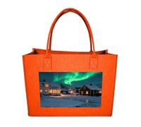LKWSCGHM Felt Tote Bag for Women Aurora Nordic Town Satchel Bags Large Reusable Grocery Shopping Bag Beach Handbags, Fruit Orange-style, One Size