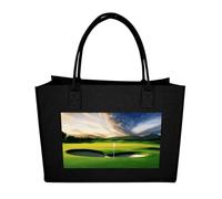 LKWSCGHM Felt Tote Bag for Women Golf Course Satchel Bags Large Reusable Grocery Shopping Bag Beach Handbags, Black-style, One Size