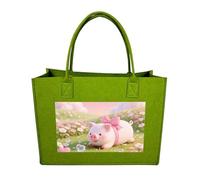 LKWSCGHM Felt Tote Bag for Women Pig in Heart Garden Satchel Bags Large Reusable Grocery Shopping Bag Beach Handbags, Light Green-style, One Size