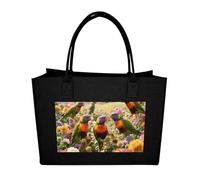 LKWSCGHM Felt Tote Bag for Women Playing Lorikeet Satchel Bags Large Reusable Grocery Shopping Bag Beach Handbags, Black-style, One Size