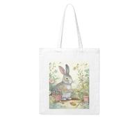 LKWSCGHM Garden Bunny Canvas Tote Bag Aesthetic for Women Reusable Grocery Bags Large Cloth Cotton Tote with Handle Foldable Lightweight Shopping Bags Shoulder Bag for Beach Holiday