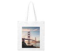 LKWSCGHM Golden Gate Bridge Canvas Tote Bag Aesthetic for Women Reusable Grocery Bags Large Cloth Cotton Tote with Handle Foldable Lightweight Shopping Bags Shoulder Bag for Beach Holiday
