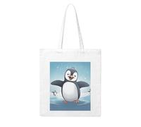 LKWSCGHM Happy Penguin Canvas Tote Bag Aesthetic for Women Reusable Grocery Bags Large Cloth Cotton Tote with Handle Foldable Lightweight Shopping Bags Shoulder Bag for Beach Holiday