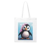 LKWSCGHM Lovely Penguin Canvas Tote Bag Aesthetic for Women Reusable Grocery Bags Large Cloth Cotton Tote with Handle Foldable Lightweight Shopping Bags Shoulder Bag for Beach Holiday