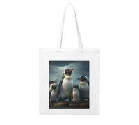 LKWSCGHM Penguin Family Canvas Tote Bag Aesthetic for Women Reusable Grocery Bags Large Cloth Cotton Tote with Handle Foldable Lightweight Shopping Bags Shoulder Bag for Beach Holiday