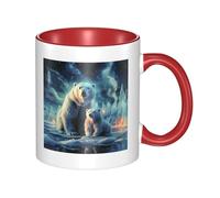 LKWSCGHM Polar Bears Northern Lights Coffee Mugs with Handle 11 oz Large Porcelain Mug for Hot/Cold Beverages, Ceramic Tea Cups for Men Women Funny Coffee Cup Housewarming Wedding Gift