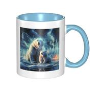 LKWSCGHM Polar Bears Northern Lights Coffee Mugs with Handle 11 oz Large Porcelain Mug for Hot/Cold Beverages, Ceramic Tea Cups for Men Women Funny Coffee Cup Housewarming Wedding Gift