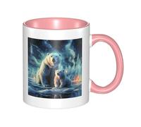 LKWSCGHM Polar Bears Northern Lights Coffee Mugs with Handle 11 oz Large Porcelain Mug for Hot/Cold Beverages, Ceramic Tea Cups for Men Women Funny Coffee Cup Housewarming Wedding Gift