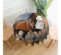 LKWSCGHM Round Tablecloth 60 inch, Prairie Horse Table Cloth Waterproof and Stain Resistant, Decorative Farmhouse Table Cover for Dining Tables, Buffet Parties and Camping