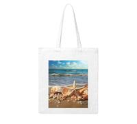 LKWSCGHM Seashells on the sandy beach Canvas Tote Bag Aesthetic for Women Reusable Grocery Bags Large Cloth Cotton Tote with Handle Foldable Lightweight Shopping Bags Shoulder Bag for Beach Holiday