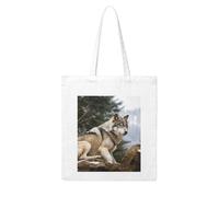 LKWSCGHM Snow Mountain Wild Wolf Canvas Tote Bag Aesthetic for Women Reusable Grocery Bags Large Cloth Cotton Tote with Handle Foldable Lightweight Shopping Bags Shoulder Bag for Beach Holiday