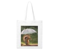 LKWSCGHM Squirrel Hold A Umbrellas Canvas Tote Bag Aesthetic for Women Reusable Grocery Bags Large Cloth Cotton Tote with Handle Foldable Lightweight Shopping Bags Shoulder Bag for Beach Holiday