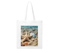 LKWSCGHM Starfish Coral and Seashell Canvas Tote Bag Aesthetic for Women Reusable Grocery Bags Large Cloth Cotton Tote with Handle Foldable Lightweight Shopping Bags Shoulder Bag for Beach Holiday