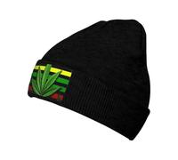 LKWSCGHM Weed Striped Beanie Hats for Men Women Winter Knit Caps Knitted Cuffed Skull Cap Soft Ski Hat Unisex, Black, One Size