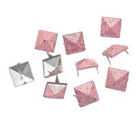 LKXHarleya 100PCS Iron Four-Jaw Rivets, 10mm Square Pyramid Studs for Clothing Leather Shoes Bag DIY Craft Accessories, Pink Black Dots