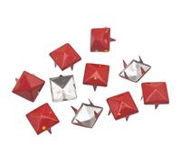 LKXHarleya 100PCS Iron Four-Jaw Rivets, 9mm Square Pyramid Studs for Clothing Leather Shoes Bag DIY Craft Accessories, Red Yellow Dots