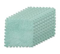 LKXHarleya 10PCS Soft Interlocking Patchwork Mat, 11.81 x 11.81" Plush Puzzle Carpet for Home Floor Decoration, Mint Green