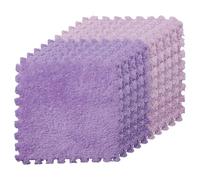 LKXHarleya 10PCS Soft Interlocking Patchwork Mat, 11.81 x 11.81" Plush Puzzle Carpet for Home Floor Decoration, Pink-Purple