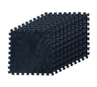 LKXHarleya 10PCS Soft Interlocking Patchwork Mat, 11.81 x 11.81" Plush Puzzle Carpet for Home Floor Decoration, Black