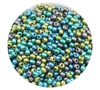 LKXHarleya 120PCS Round Loose Spacer Beads, 4mm Frosted Metallic Glass Seed Beads for Bracelets Necklaces Earring Jewelry Making Supplies DIY Art Craft, Mix Blue Green