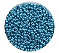 LKXHarleya 120PCS Round Loose Spacer Beads, 4mm Frosted Metallic Glass Seed Beads for Bracelets Necklaces Earring Jewelry Making Supplies DIY Art Craft, Lake Blue