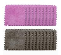 LKXHarleya 20PCS Soft Interlocking Patchwork Mat, 11.81 x 11.81" Plush Puzzle Carpet for Home Floor Decoration, Gray-Purple