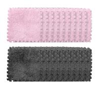 LKXHarleya 20PCS Soft Interlocking Patchwork Mat, 11.81 x 11.81" Plush Puzzle Carpet for Home Floor Decoration, Pink-Gray