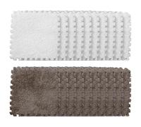 LKXHarleya 20PCS Soft Interlocking Patchwork Mat, 11.81 x 11.81" Plush Puzzle Carpet for Home Floor Decoration, White-Coffee
