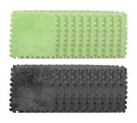 LKXHarleya 20PCS Soft Interlocking Patchwork Mat, 11.81 x 11.81" Plush Puzzle Carpet for Home Floor Decoration, Green-Gray