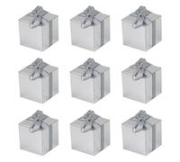 LKXHarleya 50PCS Small Gift Packaging Boxes, 2.17”x2.17”x2.17” Square Kraft Paper Boxes with Ribbon for Wedding Birthday Party Favor, Reflective Silver