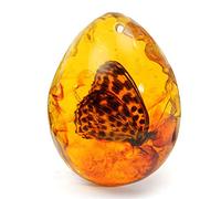 LKXHarleya Beautiful Butterfly Amber Pendant Necklace Gemstone, Resin Insect Amber Gemstone for DIY Jewelry Pendant, 1.6" x 0.8'' x 2''