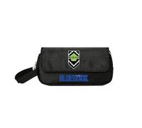 LKY STAR Anime Blue Lock Merch Pencil Case for Boys Girls, Black Canvas Double Layers Pencil Pouch with Character Designs, Multi-Compartment Storage Pouch for Students